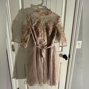 Chi Chi London Cream Sequin Gown
